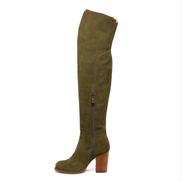 Kelsi Dagger Brooklyn Logan Over The Knee Boots Size 7 Olive Green Suede Leather - Picture 2 of 4